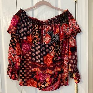 Trina Turk Off the Shoulder Silk Top Size L.